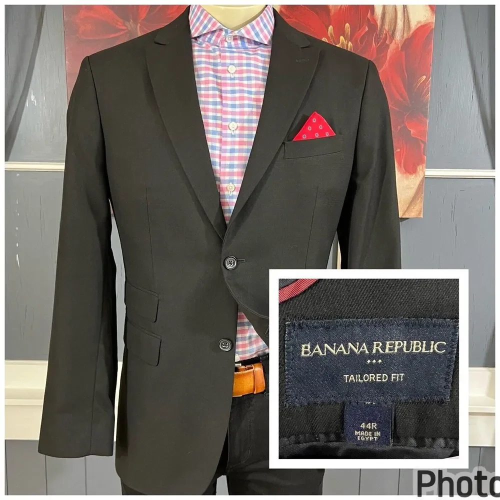 Banana Republic Blazer Mens 👉Actual‎ Size 42R👈Suit Jacket Peak Lapel Polyester